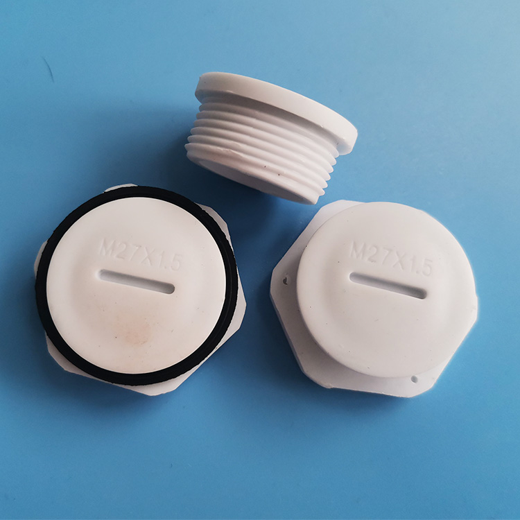M27*1.5一字防水堵头尼龙塞帽旋入式防水闷盖圆形堵塞件