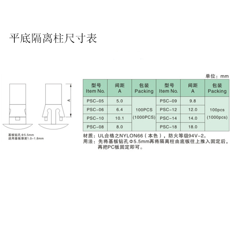 尼龙平底隔离柱